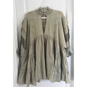 Free People Heartbreaker Mini Dress Sage Green (XS )